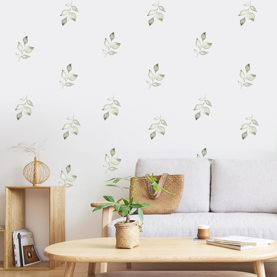 Green Leaves Pattern Wall Decals