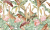 Giraffes and Flamingos Animals Wallpaper Mural