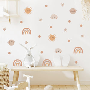 Cartoon Wall Decals Cute Rainbow Sun