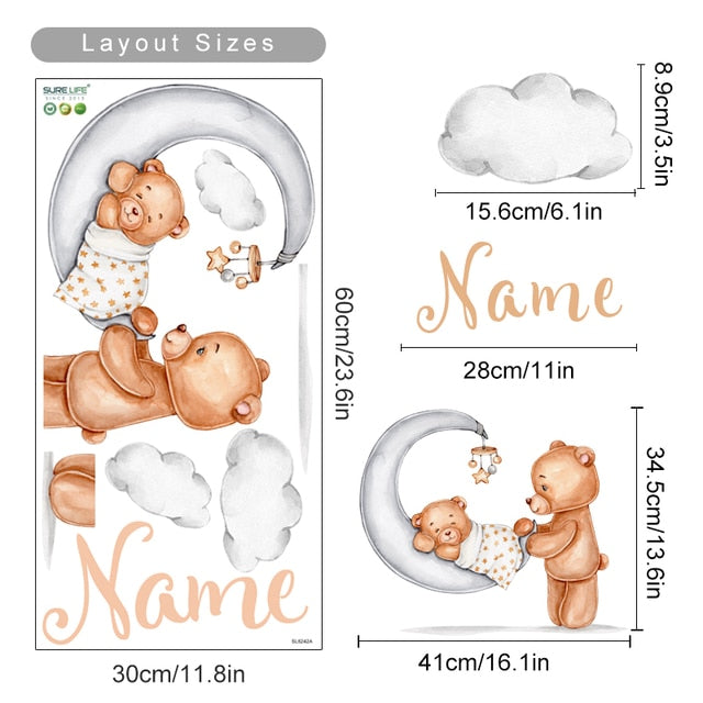 Custom Name Wall Decals Little Bears
