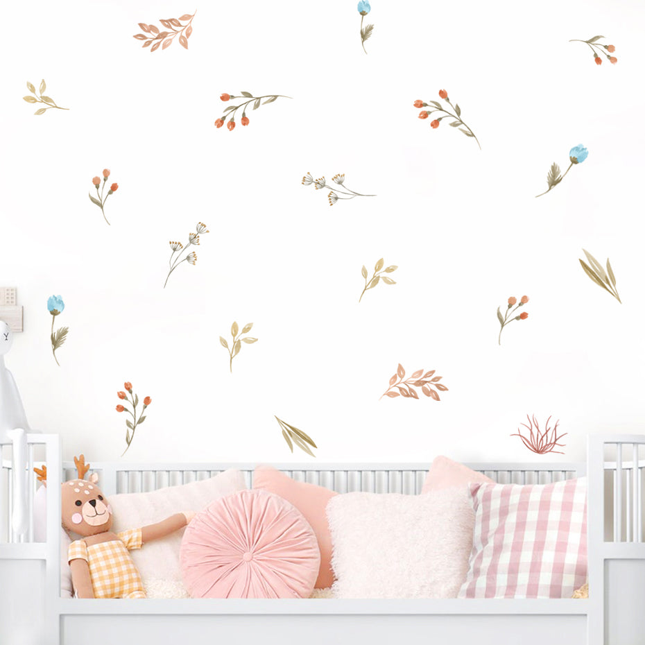Boho Herbs Field Flowers Wall Decals