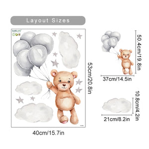 Custom Name Wall Decals Sky Cute Bears
