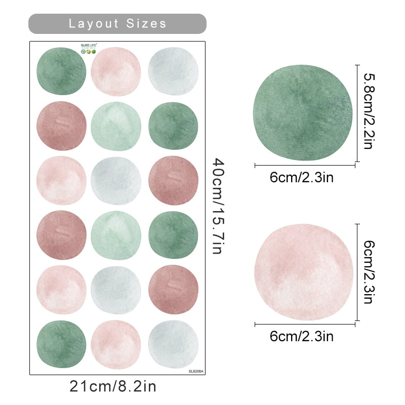 Cartoon Wall Decals Colorful Polka Dots