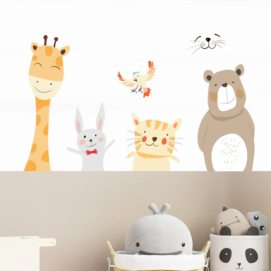 Cartoon Wall Decals Cute Smile Animals