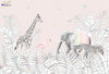 Pink Light Tones Safari Animals Wallpaper Mural
