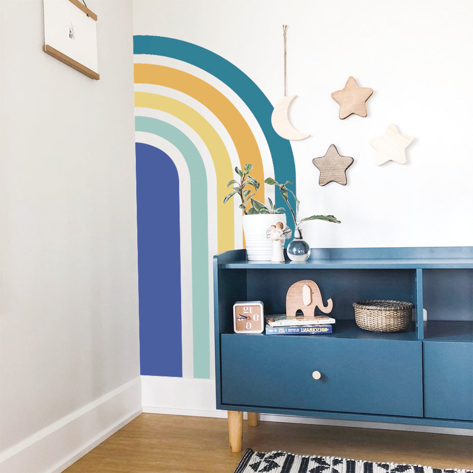 Nursery Wall Decal Large Half Elongated Rainbow