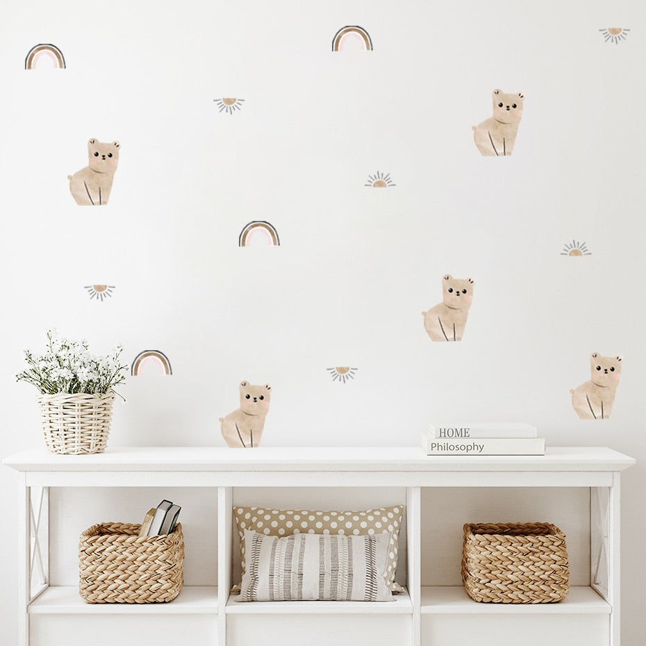 Boho Wall Decals Cute Animal Floral Watercolor