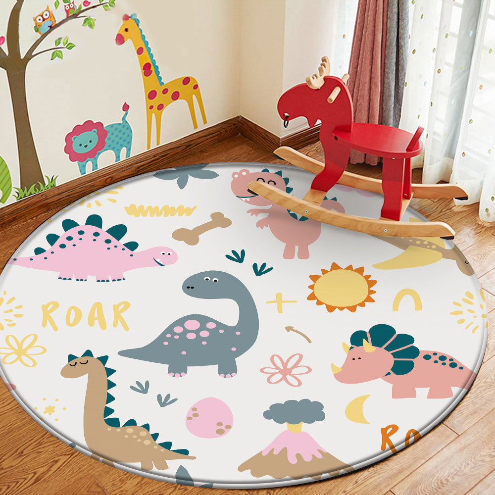 Nursery Cartoon Style Area Round Rug