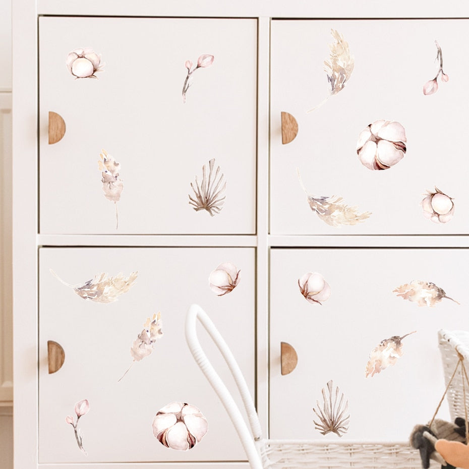 Boho Wall Decals Botanical Dry Leaves