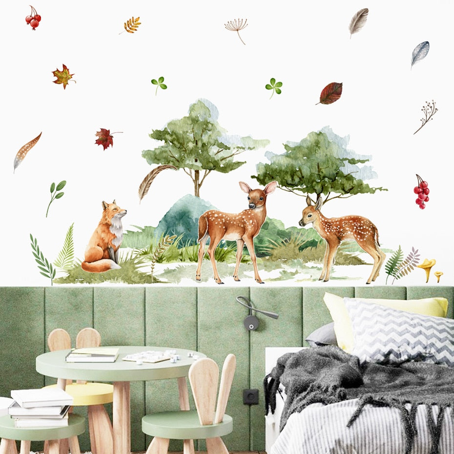 Cartoon Wall Decal Autumn Animals