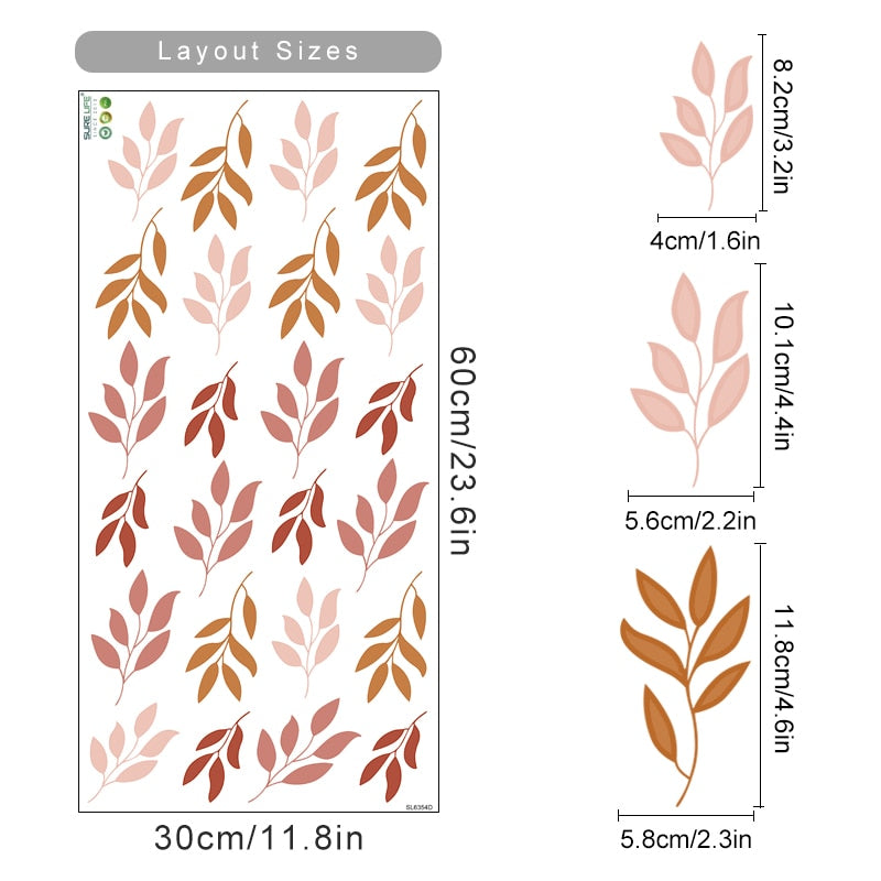 Boho Wall Decals Botanical Dry Leaves