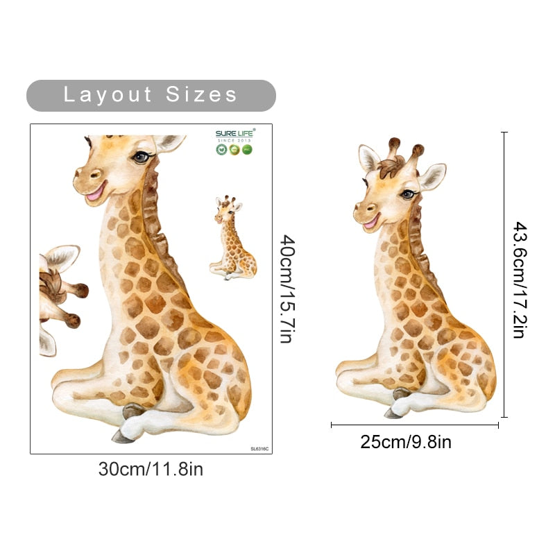 Nursery Wall Decals Plants Cute African Animals