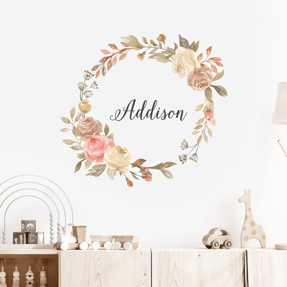 Floral Wreath Roses Wall Decals