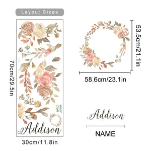 Floral Wreath Roses Wall Decals