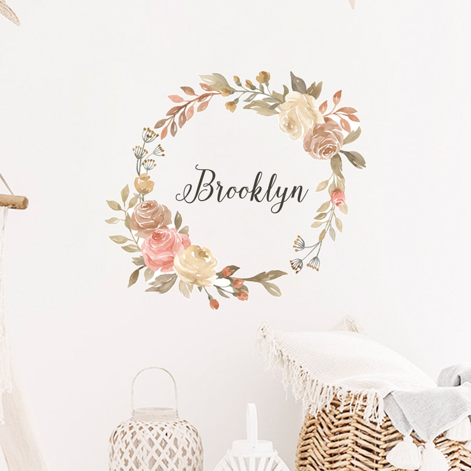 Floral Wreath Roses Wall Decals