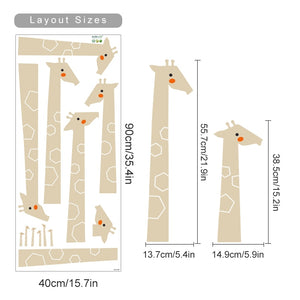 Cartoon Wall Decals Giraffe Green Leaves