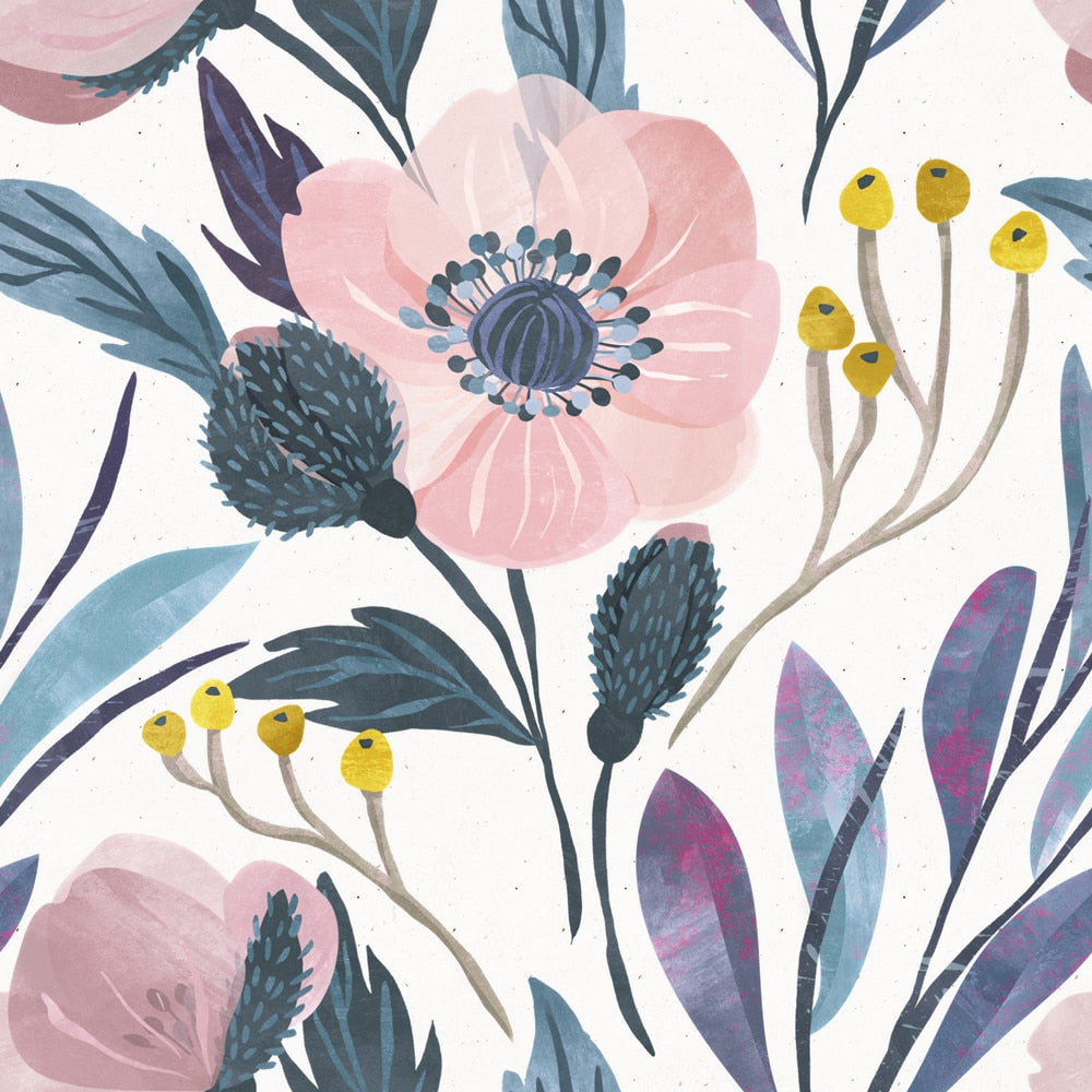 Charming Pink Flowers Peel And Stick Wallpaper