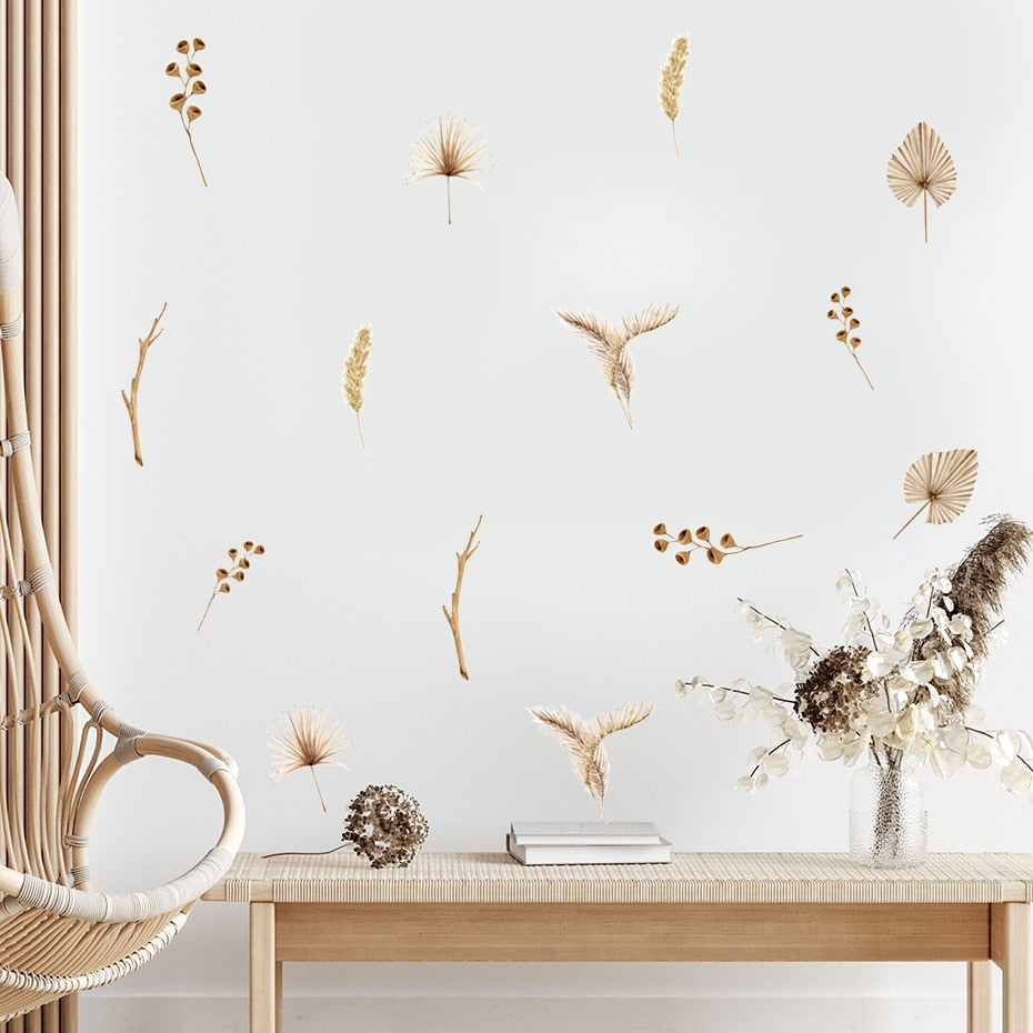 Boho Wall Decals Botanical Dry Leaves