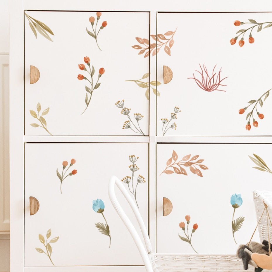 Boho Herbs Field Flowers Wall Decals