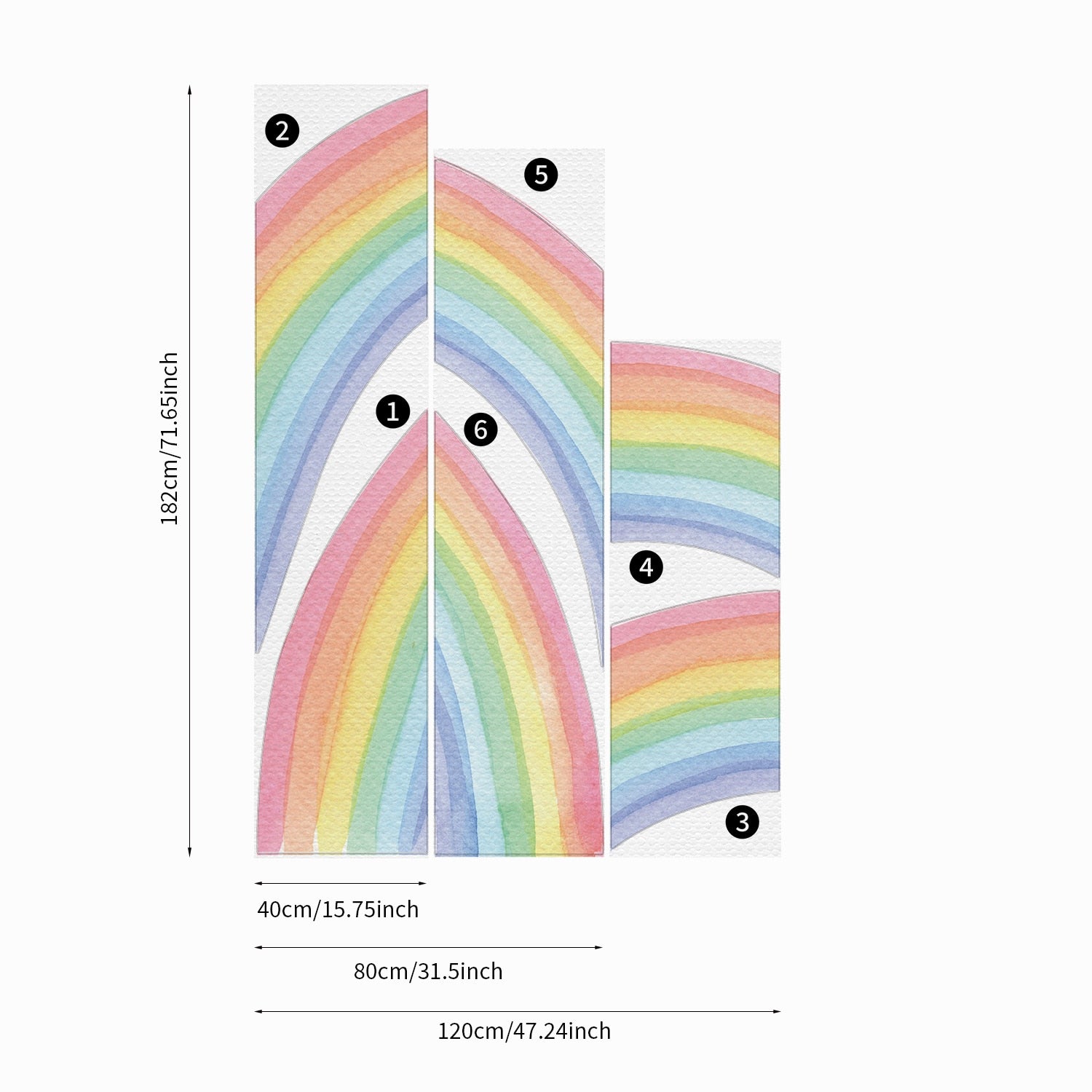 Watercolor Classic Rainbow Wall Decal