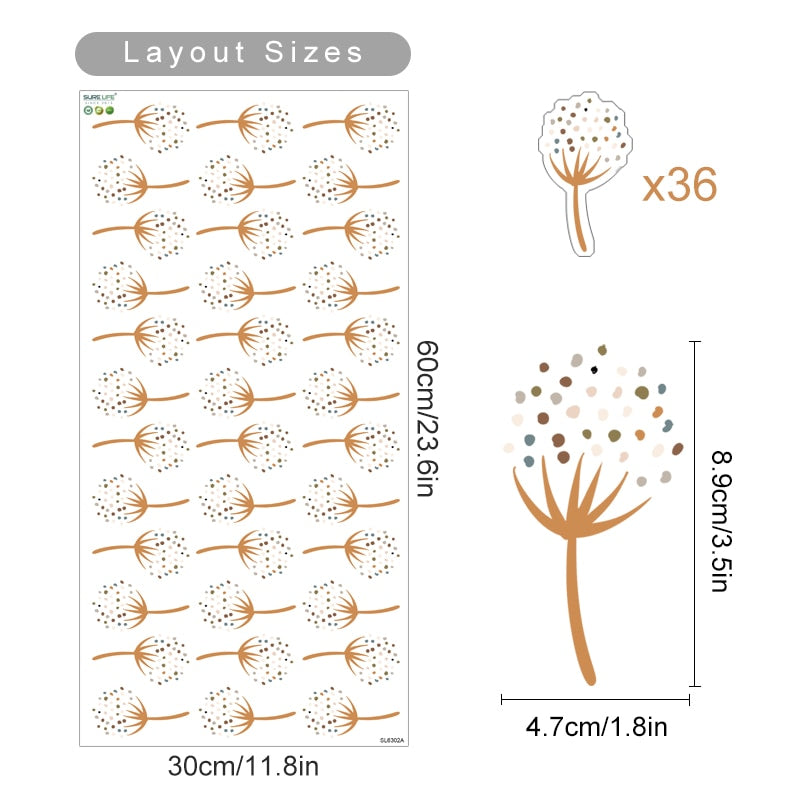 Nursery Wall Decals Dandelions Beige