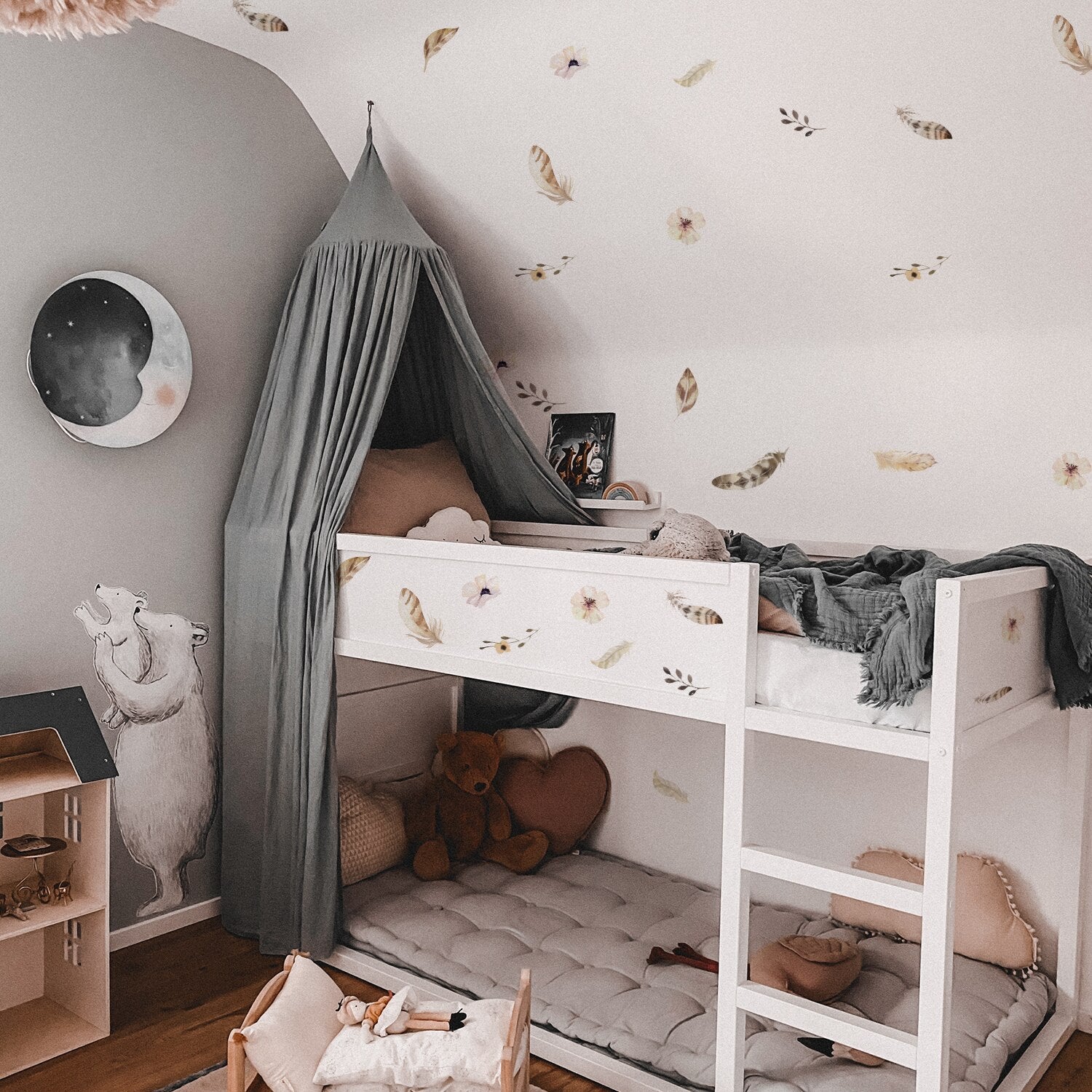 Floral Wall Decals Leaves And Feathers