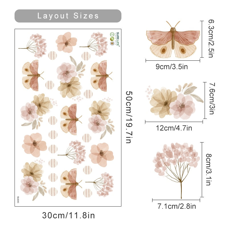 Boho Herbs Field Flowers Wall Decals