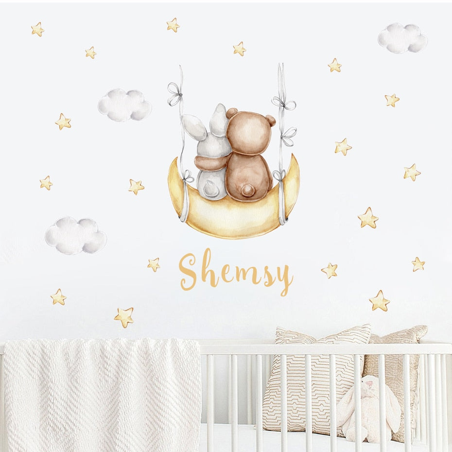 Custom Baby Name Wall Decals Cute Animals
