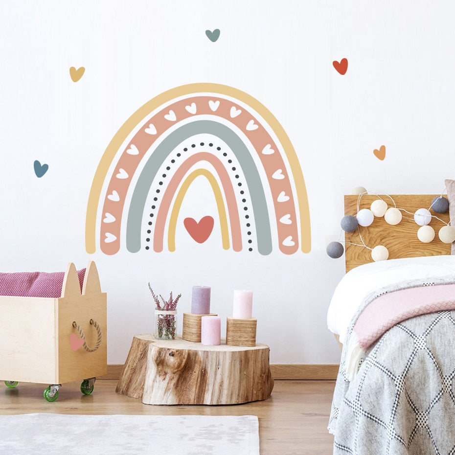 Cartoon Wall Decals Rainbow Hearts