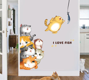 Cartoon Wall Decals Little Cute Cats