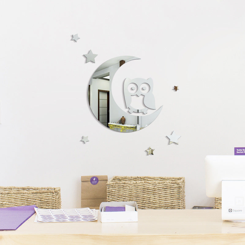 Cartoon Wall Decals Acrylic Mirror Owl