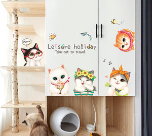 Cartoon Wall Decals Little Cute Cats