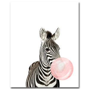Bubble Animals Pink Nursery Canvas Posters