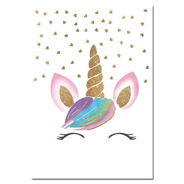 Twinkle Unicorn Horn Nursery Canvas Posters
