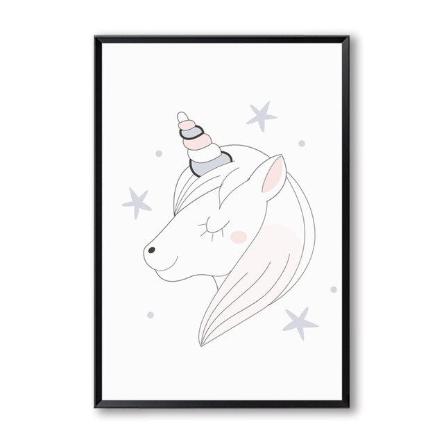 Nordic Hello Animals Nursery Canvas Posters