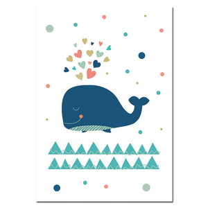 Cartoon Whale Nursery Canvas Posters
