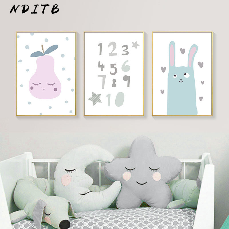 Pear And Numbers Nursery Canvas Posters