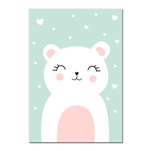 Cartoon Rabbits Nursery Canvas Posters