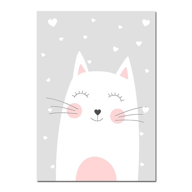 Cartoon Rabbits Nursery Canvas Posters
